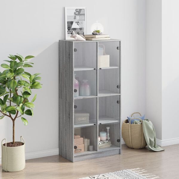 vidaXL Credenza con Ante Grigio Sonoma 68x37x142 cm Legno Multistrato