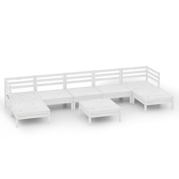 vidaXL Set Salotto da Giardino 8 pz in Legno Massello di Pino Bianco
