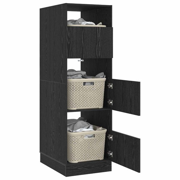 vidaXL Mobile da lavanderia con porta Rovere Nero 50 x 68 x 162 cm