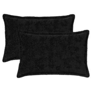 vidaXL Federa 2 pz HOUTEN Nero 30 x 50 cm Pelliccia di Coniglio Finta