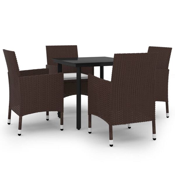 vidaXL Set da Pranzo da Giardino 5 pz con Cuscini Polyrattan e Vetro