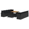 vidaXL Set Divano da Giardino con cuscino 11 pcs Nero polyrattan