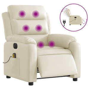 vidaXL Poltrona Massaggiante Elettrica Reclinabile Crema Similpelle