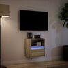 vidaXL Mobile TV a Parete con Luci LED Rovere Sonoma 41x31x45 cm