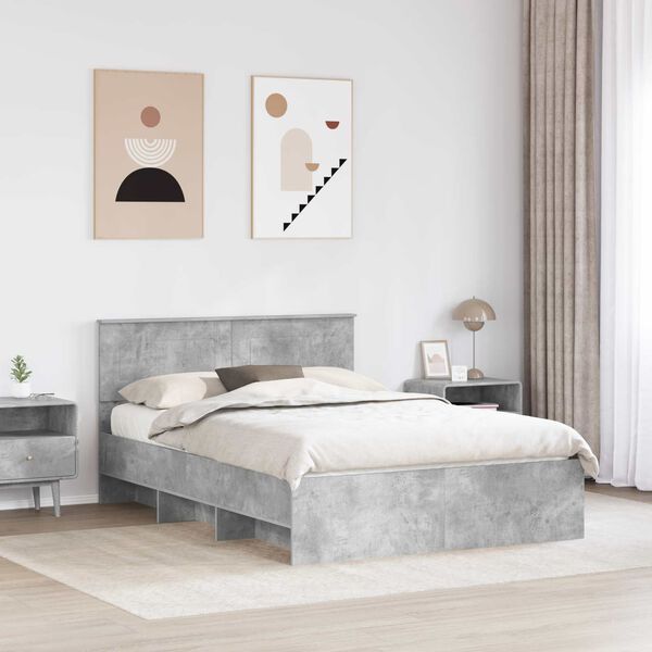 vidaXL Struttura del letto con testiera Grigio cemento 140 x 200 cm