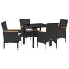vidaXL Set da Pranzo per Giardino con cuscino 5 pcs Nero polyrattan