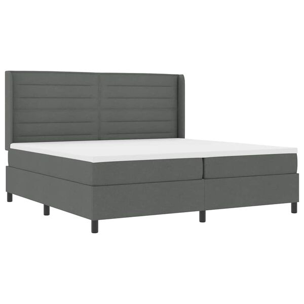 vidaXL Letto a molle con materasso Grigio scuro 200 x 200 cm Tessuto