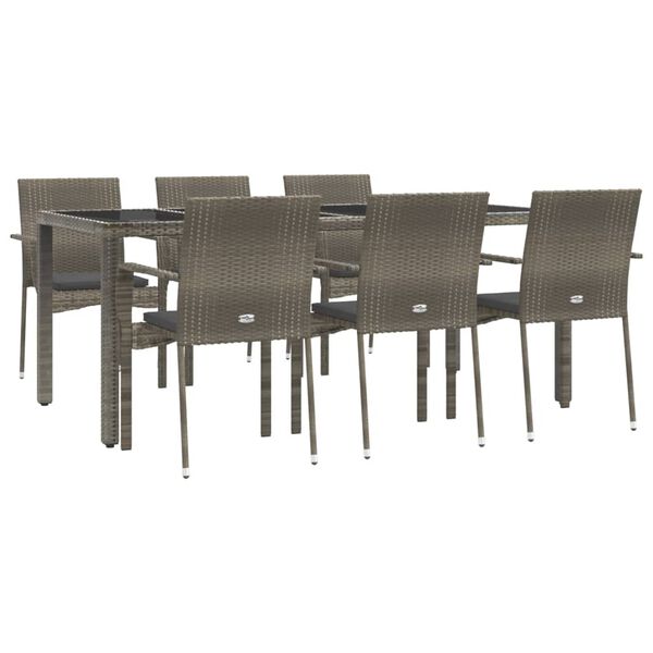vidaXL Set da Pranzo da Giardino 7 pz con Cuscini in Polyrattan Grigio