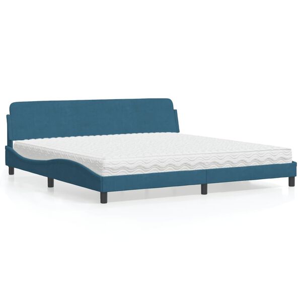 vidaXL Letto con Materasso Dover Blu 200x200 cm Velluto