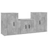 vidaXL Set di Mobili Porta TV 3 pz Grigio Cemento in Legno Multistrato