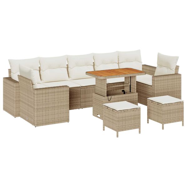 vidaXL Set Divano da Giardino 10 pcs Beige polyrattan