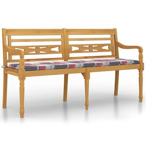 vidaXL Panchina Batavia con Cuscino Motivo rosso 150 cm Massello Teak