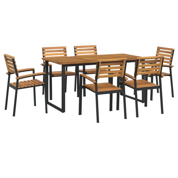 vidaXL Set Pranzo da Giardino 7 pz Legno Massello di Acacia e Metallo