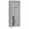 vidaXL Credenza Grigio Cemento 69,5x34x180 cm in Legno Multistrato