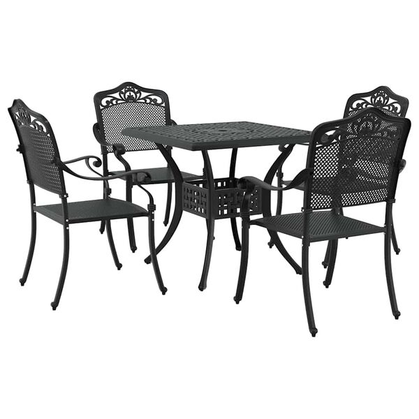 vidaXL Set di Tavolo da Giardino 5 pcs Nero Alluminio pressofuso