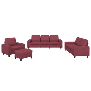 vidaXL Set di Divani 4 pz Rosso Vino in Tessuto
