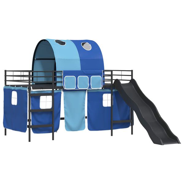 vidaXL Struttura del letto loft per bambini Nero e Blu 79,5 x 200 cm