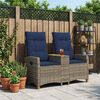 vidaXL Panchina reclinabile con tavolo Grigio e Blu Navy polyrattan