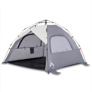 vidaXL Tenda da Spiaggia 3 Persone Grigio Rilascio Rapido Impermeabile