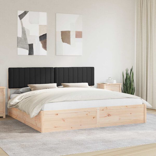 vidaXL Letto con Testiera Rivestita Nero 200 x 200 cm Pino massello