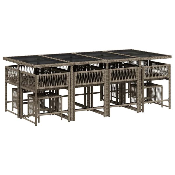 vidaXL Set da Pranzo da Giardino 13pz con Cuscini Grigio in Polyrattan