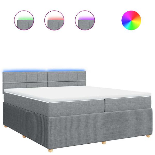 vidaXL Giroletto a Molle con Materasso Grigio Chiaro 200x200cm Tessuto