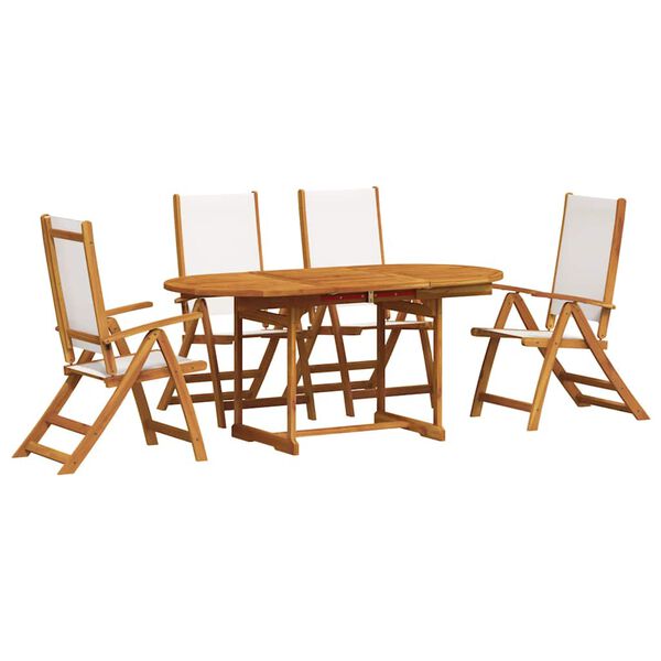 vidaXL Set Pranzo da Giardino 5pz Legno Massello di Acacia e Textilene
