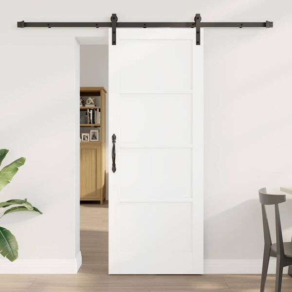 vidaXL Porta scorrevole Bianco 78 x 202 cm Pino massello