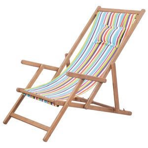 vidaXL Sedia pieghevole in tessuto e struttura in legno, multicolore