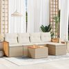 vidaXL Set Divano da Giardino 6 pz con Cuscini Beige in Polyrattan