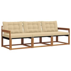 vidaXL Set di divani da esterno con cuscino 3 pcs Naturale e Beige