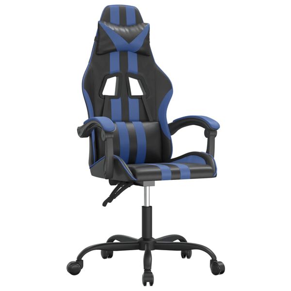 vidaXL Sedia da Gaming Girevole Nero e Blu in Similpelle