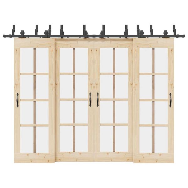 vidaXL Kit di Binari per Porte Scorrevoli 305 cm Acciaio Nero