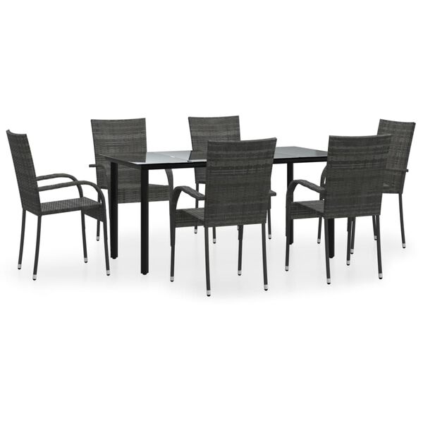 vidaXL Set da Pranzo da Giardino 7 pz Grigio in Polyrattan