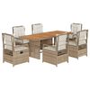 vidaXL Set da Pranzo da Giardino 7 pz con Cuscini Beige in Polyrattan