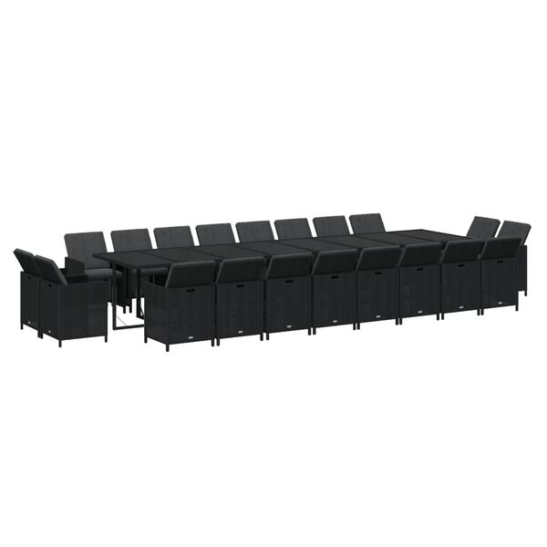 vidaXL Set da Pranzo da Giardino 21 pz con Cuscini in Polyrattan Nero