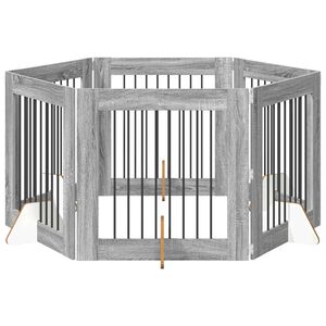 vidaXL Cancello per cani con supporti 6 pcs Grigio Sonoma 80 x 80 cm