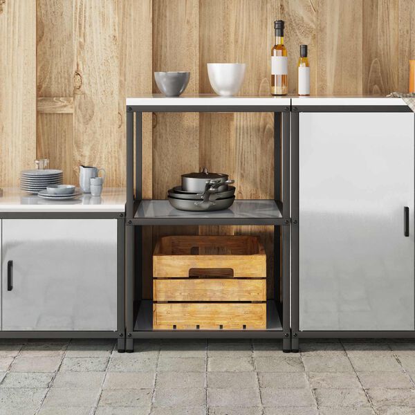 vidaXL Stoccaggio in cucina Argento 60 x 50 x 92 cm Acciaio