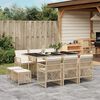 vidaXL Set da Pranzo da Giardino 11 pz con Cuscini Beige in Polyrattan