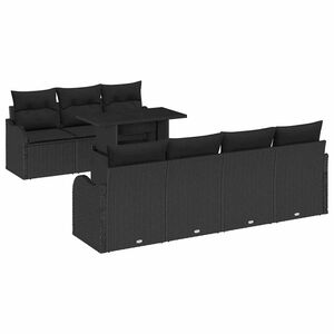 vidaXL Set Divano da Giardino con cuscino 8 pcs Nero Poly Rattan