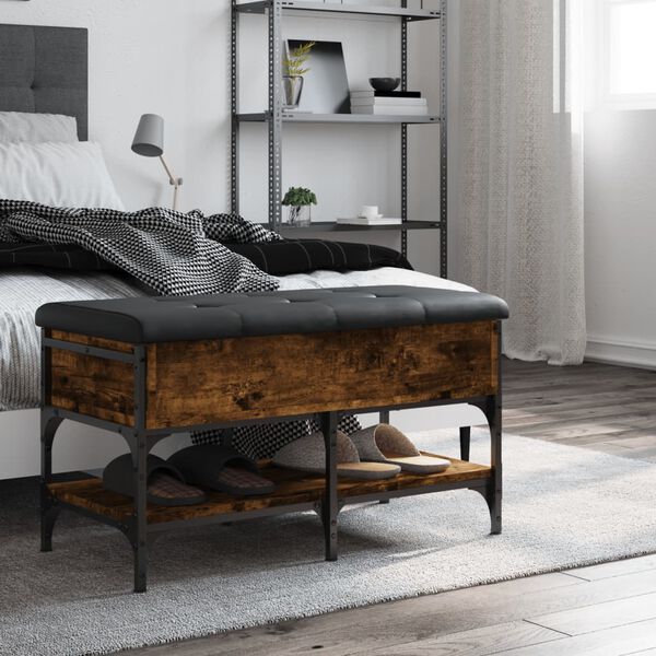 vidaXL Panca Porta Scarpe Rovere Fumo 82x42x45 cm in Legno Multistrato