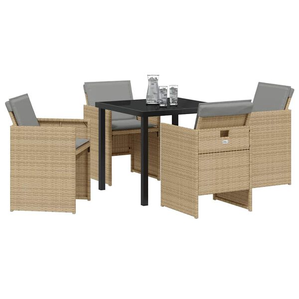 vidaXL Set da Pranzo per Giardino 5 pcs Beige polyrattan