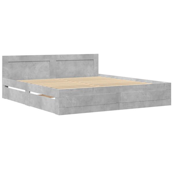 vidaXL Giroletto Testiera Grigio Cemento 200x200 cm Legno Multistrato