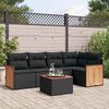 vidaXL Set Divano da Giardino 6 pz con Cuscini Nero in Polyrattan