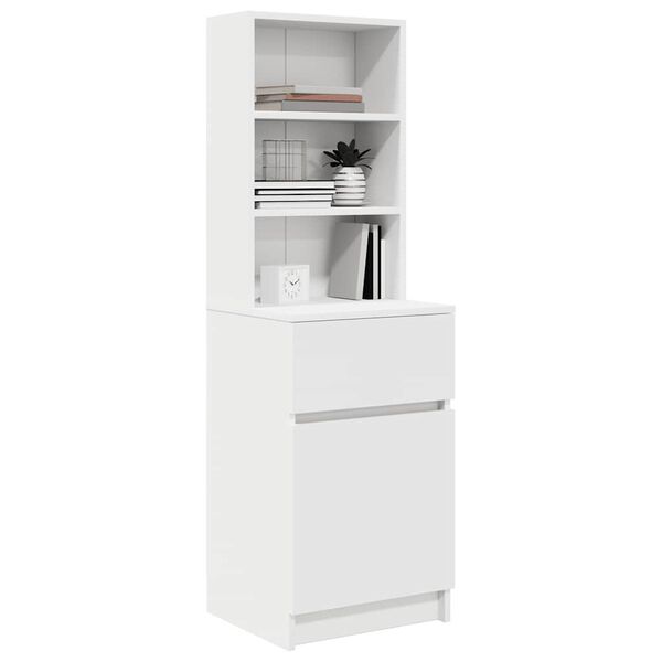 vidaXL Comodino Bianco 39x35x125 cm in Legno Multistrato