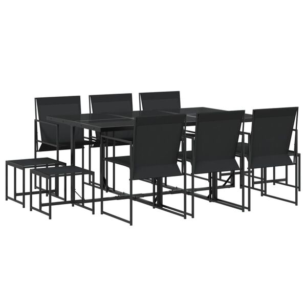 vidaXL Set da Pranzo da Giardino 11 pz Nero in Textilene
