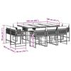 vidaXL Set da Pranzo da Giardino 11 pz con Cuscini in Polyrattan Nero
