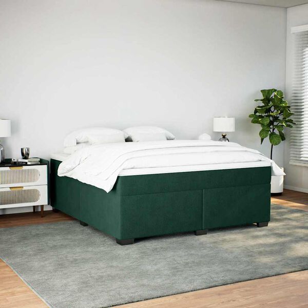 vidaXL Giroletto a Molle con Materasso Verde Scuro 180x200 cm Velluto
