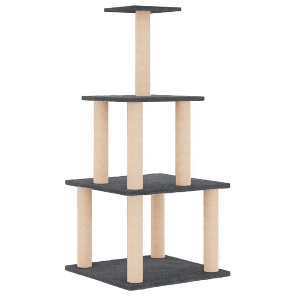 vidaXL Albero per Gatti con Tiragraffi in Sisal Grigio Scuro 111 cm