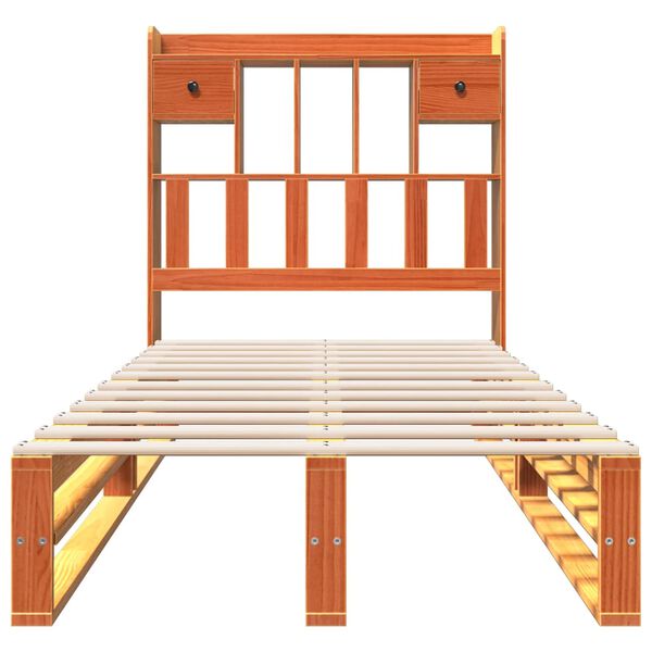 vidaXL Letto Libreria senza Materasso Marrone Cera 75x190 cm in Pino